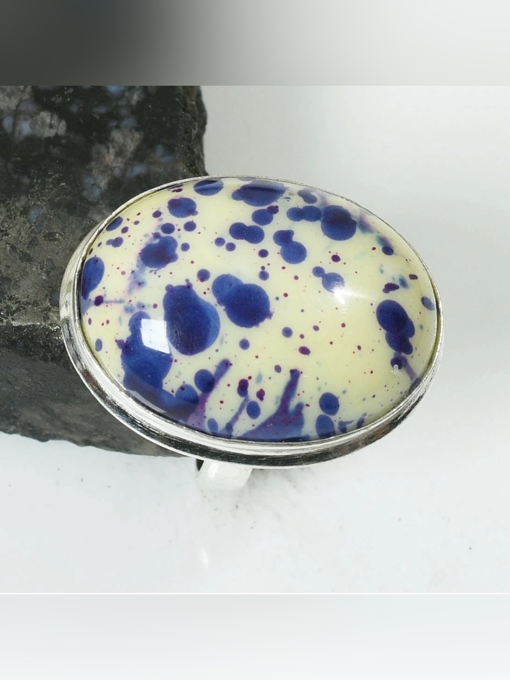 Mosaic Jasper Gemstone Artisan Handcrafted Ring Size-6.5